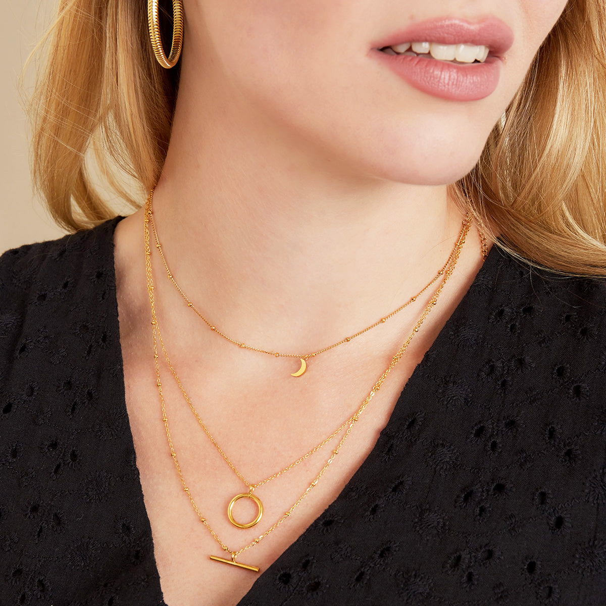 Dubbele Ketting geometrische vormen - Zilver