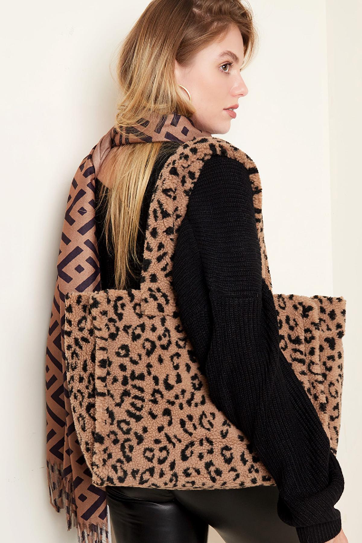 Teddy Luipaard Tas - Beige/Lichtbruin