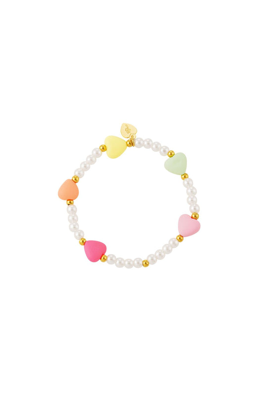 Armbandje Kids - gekleurde hartjes