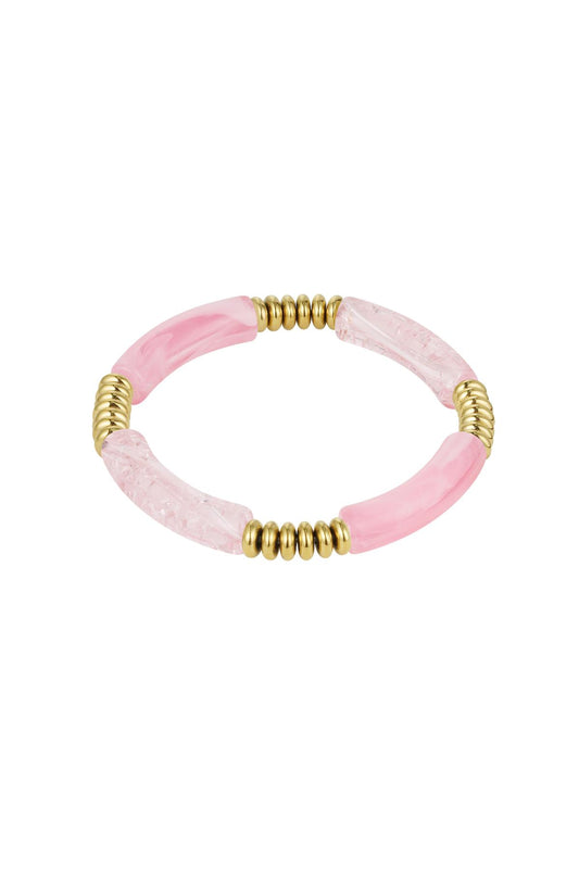 Tube armband - Roze & Goud