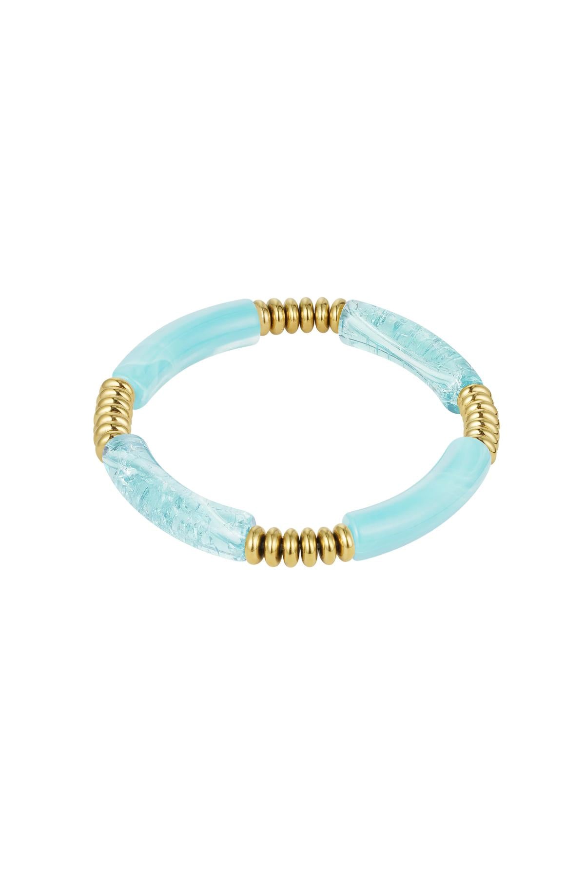 Tube armband - Lichtblauw & Goud