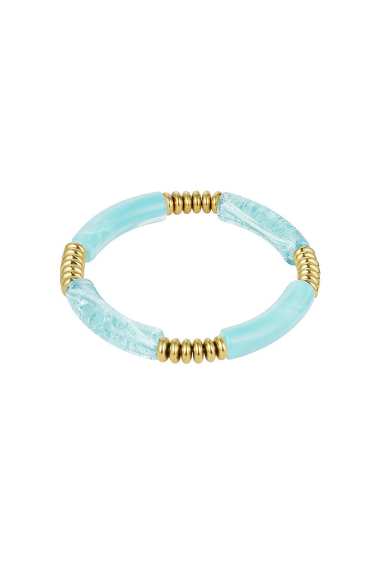 Tube armband - Lichtblauw & Goud