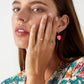 Sierlijke ring met vierkant steentje - roze