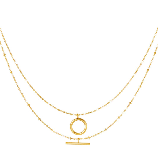 Dubbele Ketting geometrische vormen - Goud